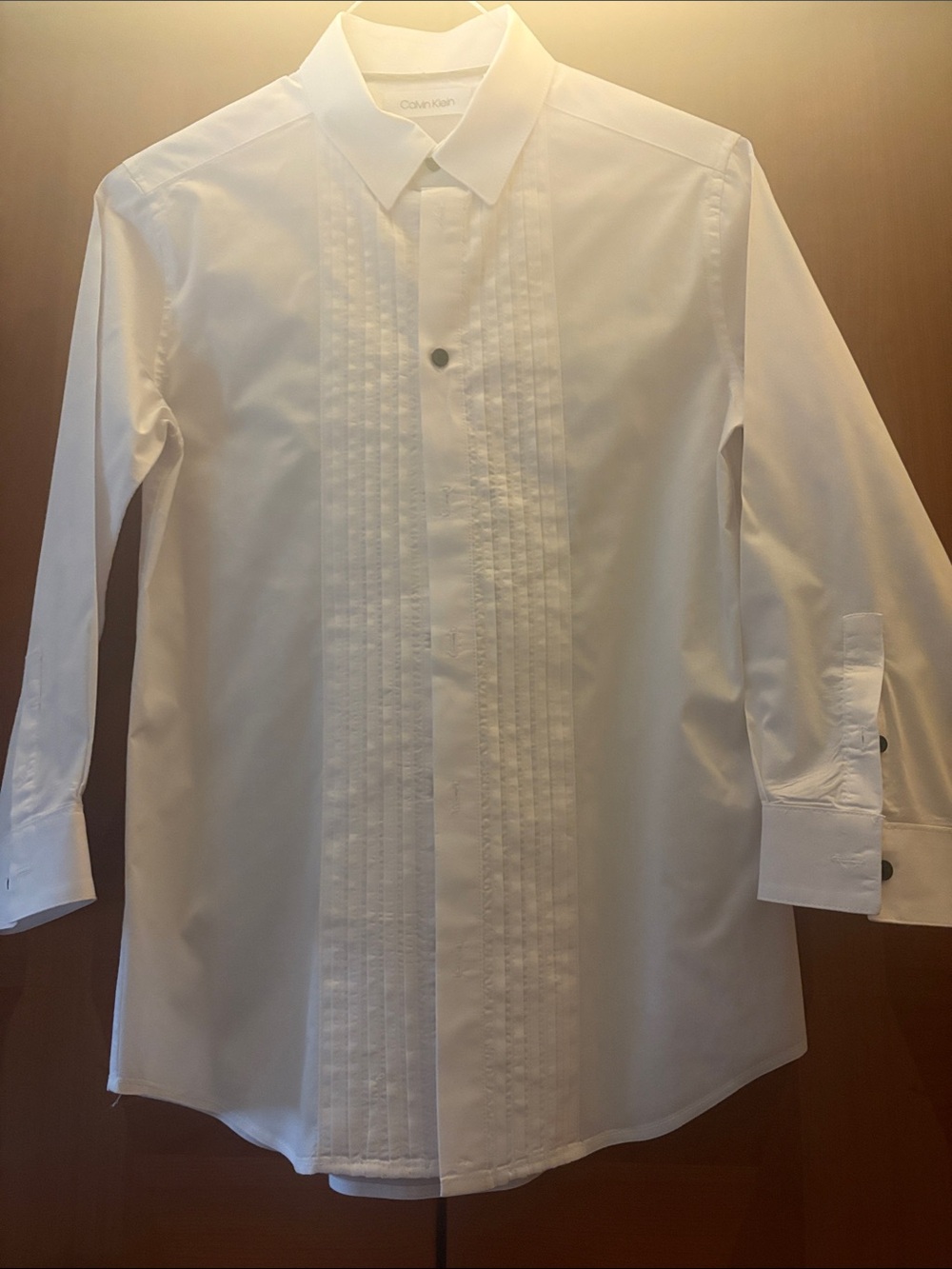 Calvin Klein Boy’s White Pleated Front Tuxedo Dress Shirt